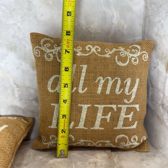 Burlap Pillow Set "All My Love & All My Life" (8x8") Country House Collection - Picture 6 of 6
